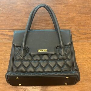 MOSCHINO Vintage Black Heart Quilted Leather Bag